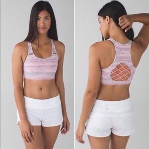 Lululemon Sweaty Or Not Bra II Pink Striped size 4